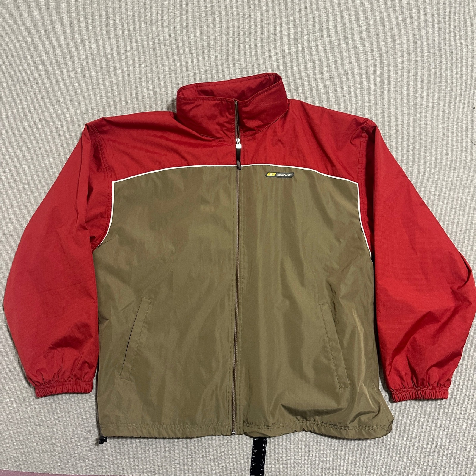 Reebok Vintage Y2k Colorblock Full Zip Track Jacket Red Brown Mens Size Large